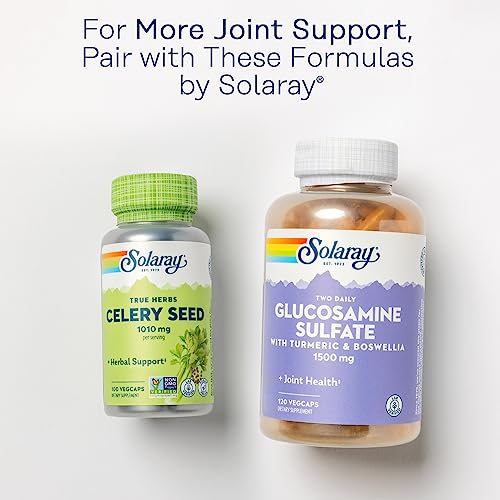 Image of SOLARAY Glucosamine Chondroitin Hyaluronic Acid, Healthy Bone and Joint Support Supplement Plus Vitamin C for Enhanced Absorption, Lab Verified, 60-Day Guarantee, 60 Servings, 180 VegCaps