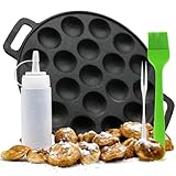 Awemoz - Gusseisen Poffertjes Pfanne - Pfannkuchen pfanne - 19 Mini Pfannkuchen - Eier Crepepfanne - Inkl. Butterpinsel, Gabel, Teigflasche