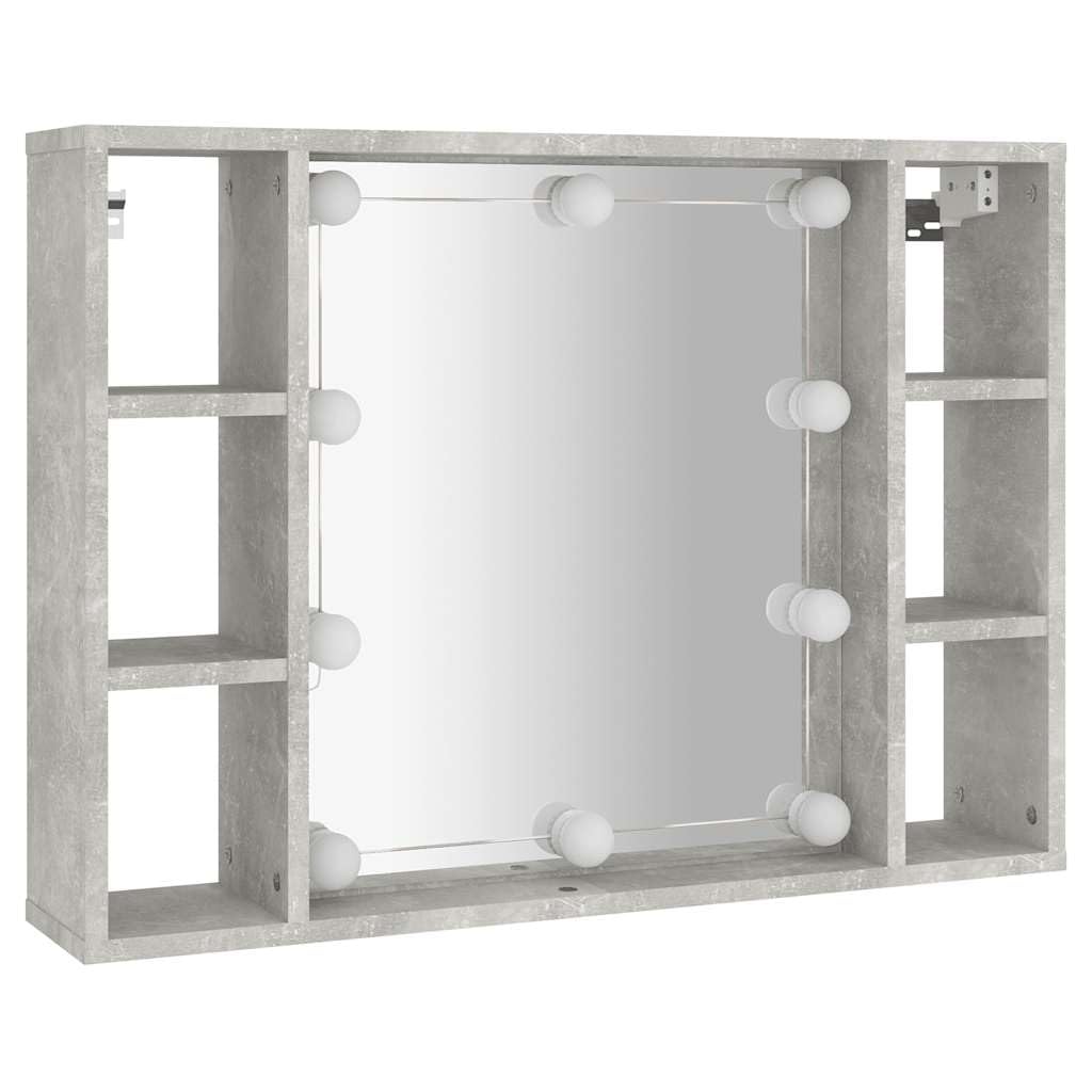 Szafka z lustrem z betonem LED, szara, 76 x 15 x 55 cm, szafki i przechowywanie, szafki toaletkowe, szafki łazienkowe