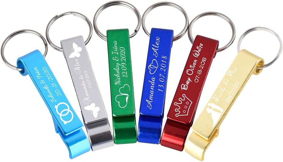 50pcs Personalized Keychains Bulk,Personalized Wedding Favors For Guests,Engraved Bottle Openers Brewery, Hotel, Restaurant Logo Christmas Party Favors(50 Pcs)
