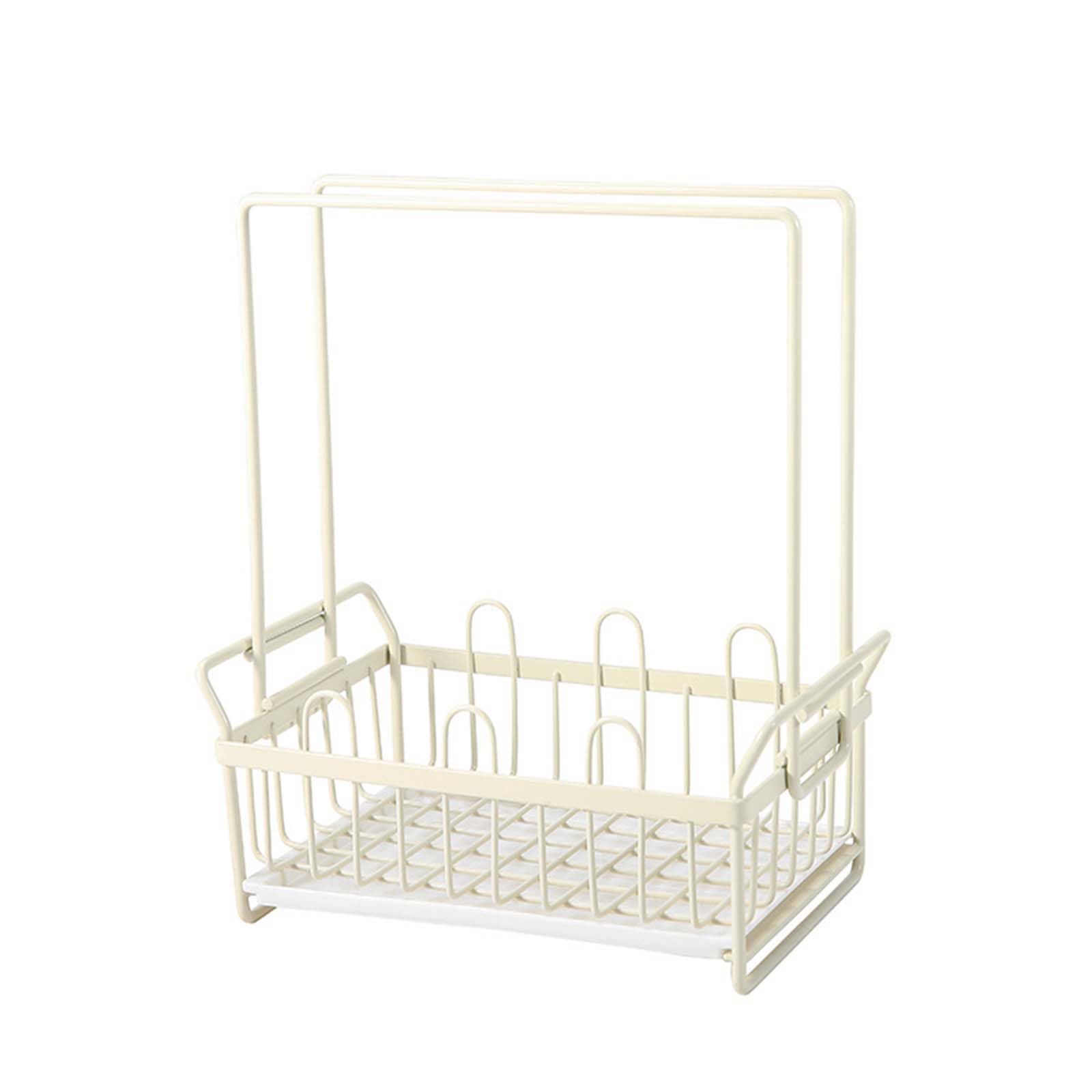 Spülbecken-Caddy Küche Schwammhalter Abflusskorb Spülenregal mit Abtropfschale Kunststoff Tuch Rack Unterspüle Wasserwanne Weiß Küchenzubehör für effiziente Reinigung
