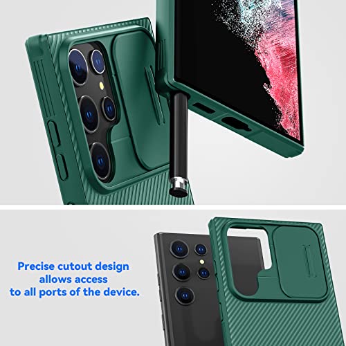 Image of CloudValley for Samsung Galaxy S22 Ultra Case with Slide Camera Cover, Hard PC Back & Soft Bumper Full-Body Protection, Slim Shockproof Protective Phone Cases for S22 Ultra 5G 6.8 inch (2022) - Green