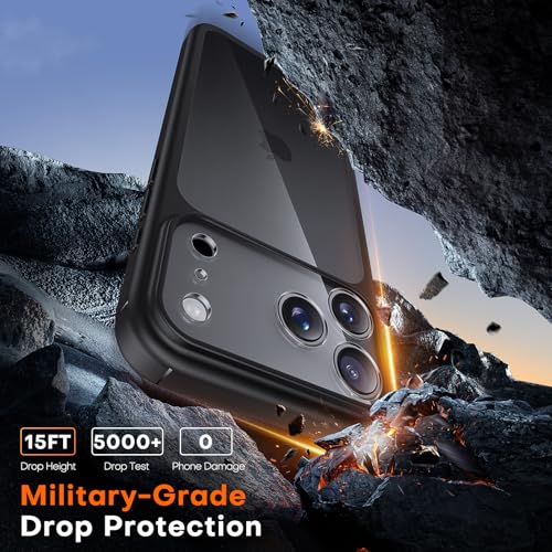 Image of TAURI for iPhone 17 Pro Case, with Screen Protector, Black | Full Camera Protection, Anti-Yellowing Military-Grade Protection Shockproof Slim Phone Case for iPhone 17 Pro
