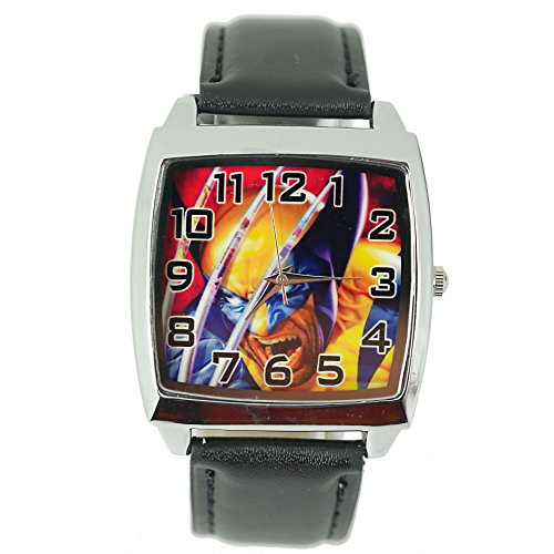 Preisvergleich Produktbild TAPORT® XMEN WOLVERINE-Armbanduhr, Quartzwerk, QUADRATISCH, Schwarz, ECHTES LEDERARMBAND, INKL. ERSATZBATTERIE UND GESCHENKBEUTEL