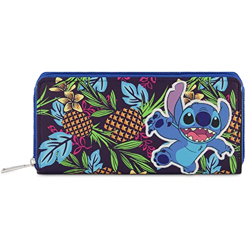 Concept One Disney Lilo and Stitch Wallet with Zipper, Zip Around Wallet Clutch