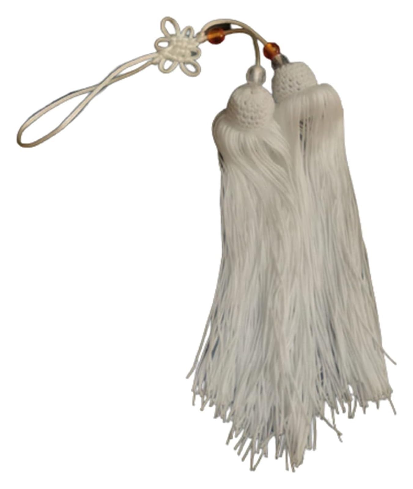 Tassels, with Thin Strands and White or Transparent Beads Tai Chi Martial Arts Sword Spike Fringe Chinese Tassel(White)