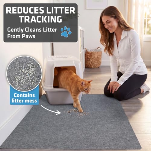 Image of Drymate Original Cat Litter Mat, Contains Mess from Box for Cleaner Floors, Urine-Proof, Soft on Kitty Paws -Absorbent /Waterproof- Machine Washable, Durable (USA Made) (29aa‚¬Ax36aa‚¬A) (Light Grey)