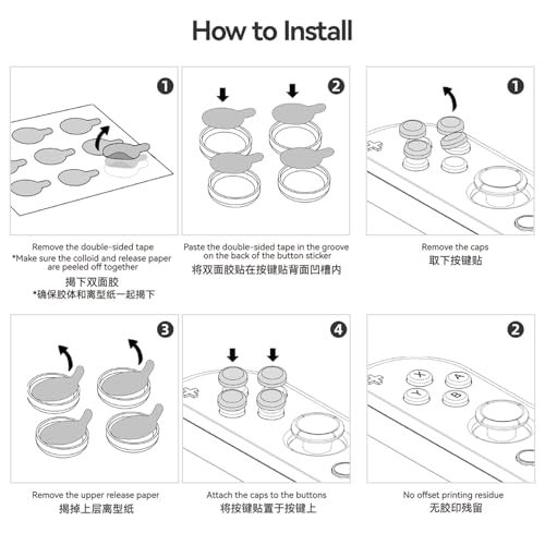 Image of GeekShare Cross D-Pad Button Caps Thumb Grip Caps Set Compatible with Switch /OLED, ABXY Key Buttons Sticker Cover Caps for Switch, Kuma Donut