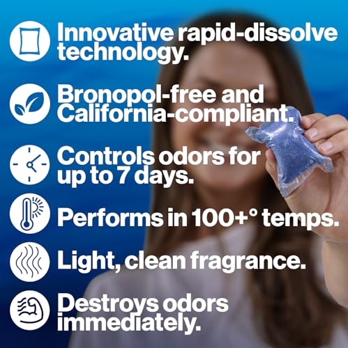 Image of Walex Porta-Pak Black Holding Tank Deodorizer & Portion Control System Drop-Ins - Rapid Breakdown of Waste & Paper, Odor Prevention, Cleans Tank & Sensors - Fresh Scent 10 Count (Pack of 12)