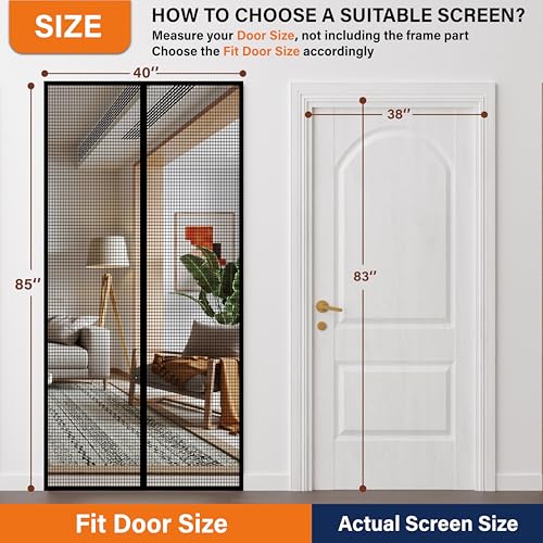Image of Magnetic Screen Door,Fiberglass Screen Door Mesh,Keep Bugs Out, Heavy-Duty Mesh Curtain,Pet and Kid Friendly, Works with Front Doors, Sliding Doors(38x83 Inch Fiberglass