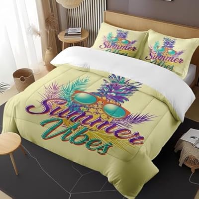 Cute Summer Fruit Bedding Set for Boys Girls Bedroom Decor, Pineapple Vintage Retro Comforter Set, Kids Adult Toddler Bedroom Quilted Duvet and 2 Pillow Shams (Full) 51DJe0e7EqL. SS400