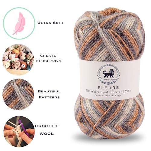Image of Nestnhaven Acrowools Fleure Hand Knitting and Crochet Yarn. Pack of 1 Ball - 100gms. Shade no - NNHF (Multicolor24) | (500 Gm)