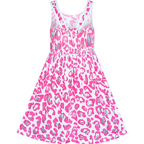 Sunny Fashion Girls Dress Pink Shinning Leopard Casual Sundress Size 4-82