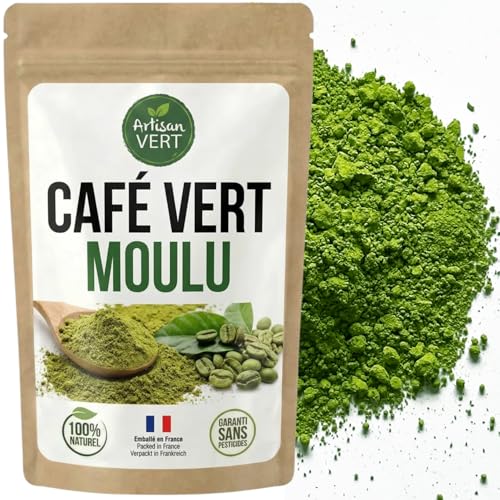 Café Vert Moulu en Granules – 100% Naturel, Goût Doux et Subtil, 500g – Idéal pour Préparations de Boissons et Recettes Gourmandes