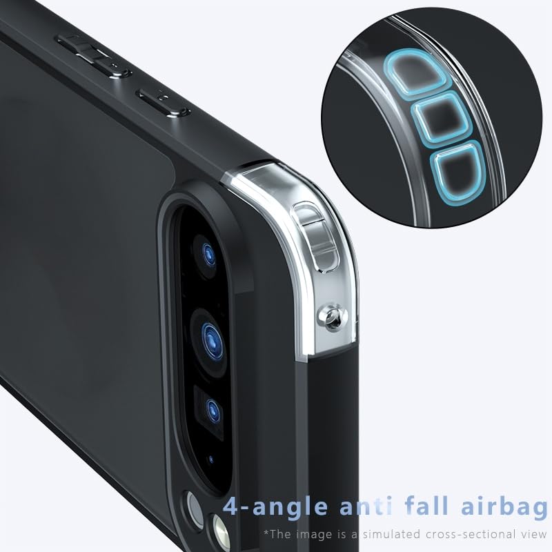 Image of Phone Case for Google Pixel 9 Pro XL, Air Bag Corner Protection, Anti-Fingerprint, PC+TPU Material, Micro Arc Edge, Never Turns Yellow, Matte Black