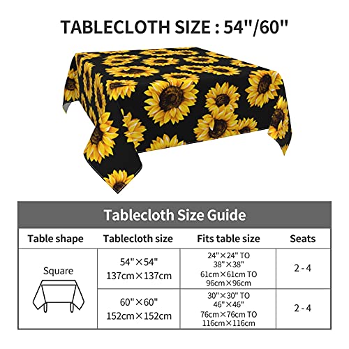 Yetoutou Sunflower Tablecloth For Square Table Polyester Table Cover For Kitchen Dining Room Decor Outdoor Party 54"X54" #TOP6