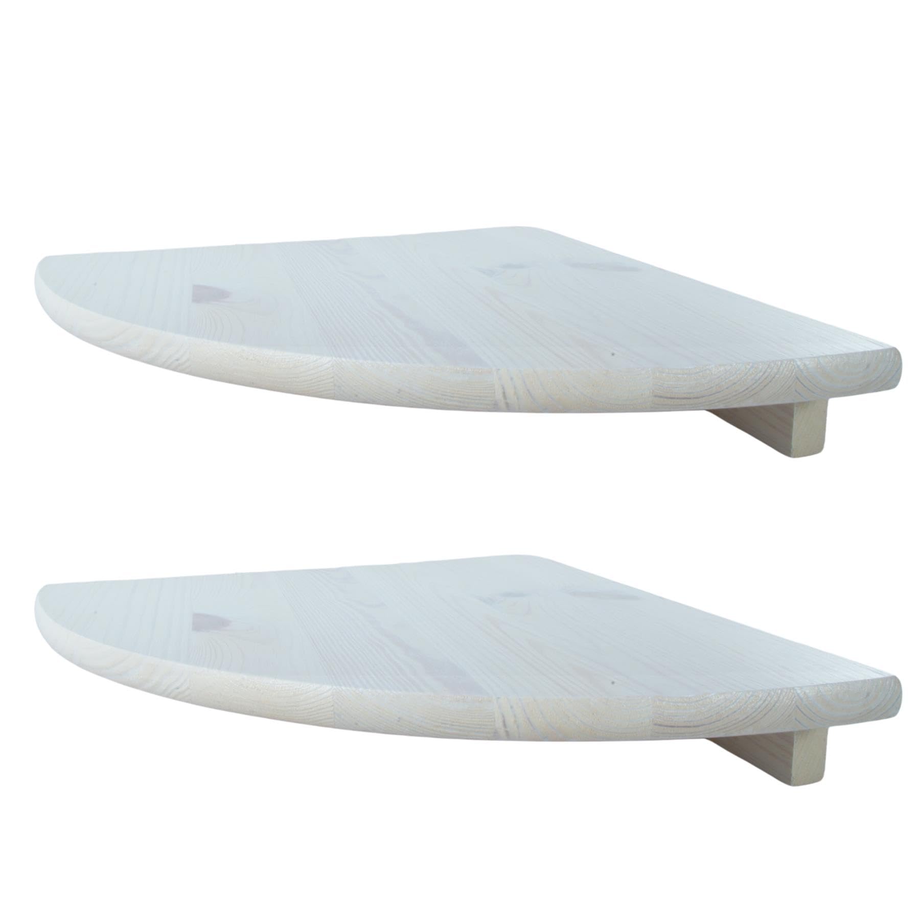WooDeeDoo Hand Stained Wooden Corner Shelves 30 cm / 11.8" | 2 Pack | White | Natural Pine Floating Wall-Mounted Display Storage Shelf | Protected with Clear Varnish Matt