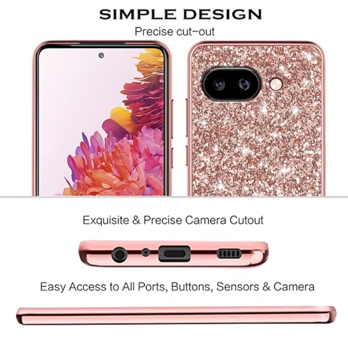 Coque Google Pixel 9a paillettes or rose cadeau parfait pour elle - 6
