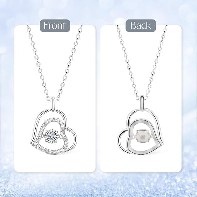Moissanite Heart Necklace for Women, 0.5 Carat Moissanite Pendant with 925 Sterling Silver Necklace, Anniversary Birthday Mothers Day Christmas Valentines Present for Mom Wife Girlfriend - Image 2