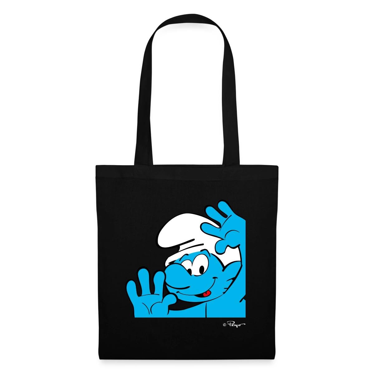 Spreadshirt The Smurfs Gift Jokey Smurf Tote Bag, One Size, black