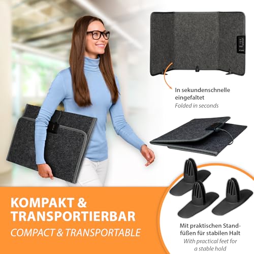 Mi- Heat Infrarot Schreibtischheizung Heizpaneel 260W | Standheizung für Büro Schreibtisch Arbeitsplatz unter den Tisch | Temperatur bis zu 60°C faltbar, Grau-5