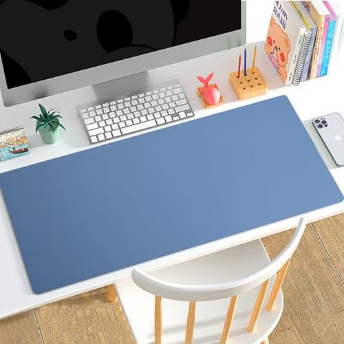 Sous-main en cuir grand tapis de souris bureau 100x50cm sous-main ordinateur étanche bleu
