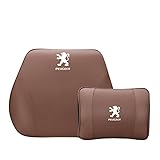 (WAIKUB) プジョー ネックパッド 腰 クッション ネックピロー 通気性 低反発 クッション 車 腰 クッション ランバーサポート ヘッドレスト ネッククッション 首 枕 刺繍 車のロゴ 枕 快適な 車用シートクッション 車用品/オフィス/自宅用 (栗茶色, プジョー) [並行輸入品]