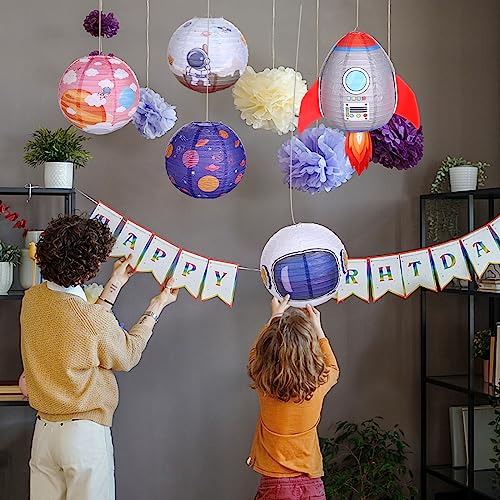 Image of Space Party Decorations Paper Lanterns Outer Space Theme Solar System Planet Hanging Decor for Kids Space Themed Parties Birthday Classroom Home Party Supplies 5pcs