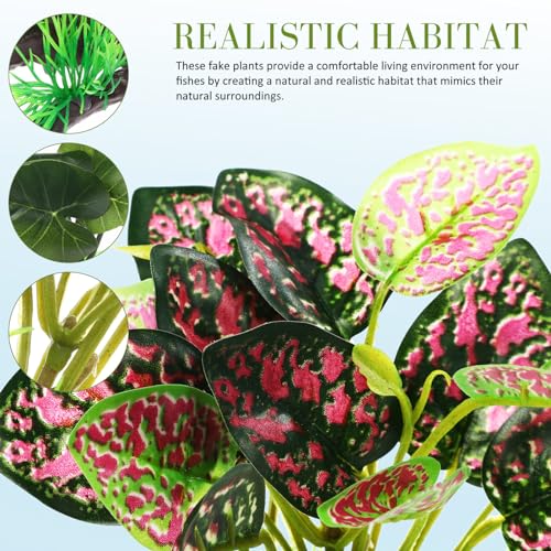 Image of Milisten 2Pcs Fish Tank Plants Plastic, Fish Tank Decorations, Artificial Plants, Aquarium Decorations Accessories, Mini Plants Goldfish Hides