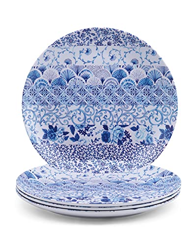 Rachel Ashwell Delft Blue Melamine Dinner Plates - Set of 4