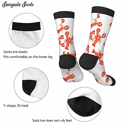 Image of Lobster Crew Socks for Woman Size 6-8 Red Marine Animal Seafood Girls Socks
