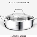 HOMICHEF 14-Piece Nickel Free Stainless Steel Cookware Set Whole-Clad 3-Ply - Mirror Polished Pots And Pans Set - Healthy Cookware Set With Steamer - Non-Toxic Induction Cookware Sets
