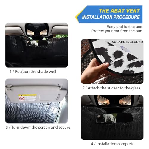 Black White Leopard Print Windshield Sun Shade for Car Auto SUV Truck Foldable Front Window Sunshade Sun Visor Protector Block UV Rays Reflect Heat, 55" x 28" by BOENLE - Used condition - Image 3