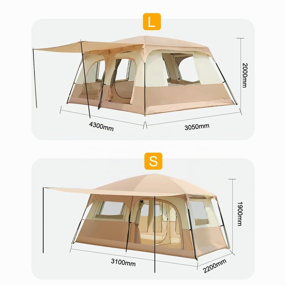 Tienda de campaña de Viaje con 2 Habitaciones Tienda de campaña Familiar Grande Transpirable y Resistente a la Lluvia para 6-8 Personas Acampar al Aire Libre Senderismo Mochilero Playa