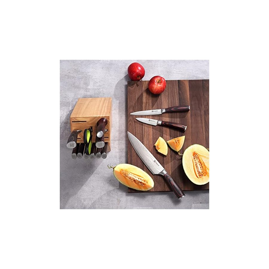 PAUDIN-Kitchen-Knife-Block-Set-14-Pieces-Knife-Sets-for-Kitchen-with-Block-High-Carbon-German-Stainless-Steel-and-Pakkawood-Handle-Knife-Set-with-Block-Sharp-Kitchen-Knife-Sets-with-Block PAUDIN Kitchen Knife Set with Block, 14 Pieces Knife Sets for Kitchen with Block, High Carbon German Stainless Steel Sharp Chef Knife Set with Ergonomic Pakkawood Handle