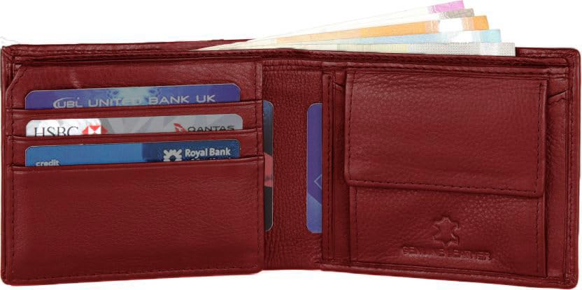 Image of WILD NAPA RFID Protected Brown Genuine Leather Wallets for Men (R-red)
