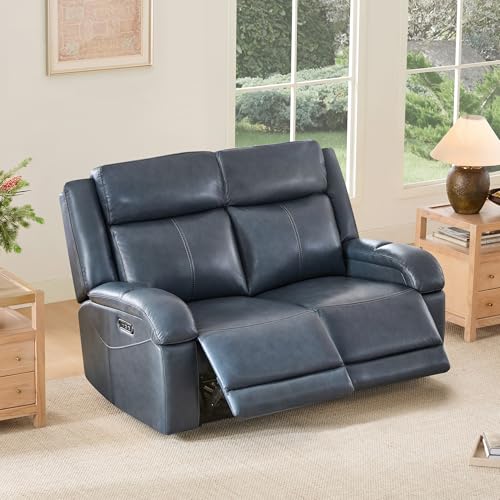Watson & Whitely Genuine Leather Power Loveseat Recliner Sofa, 2