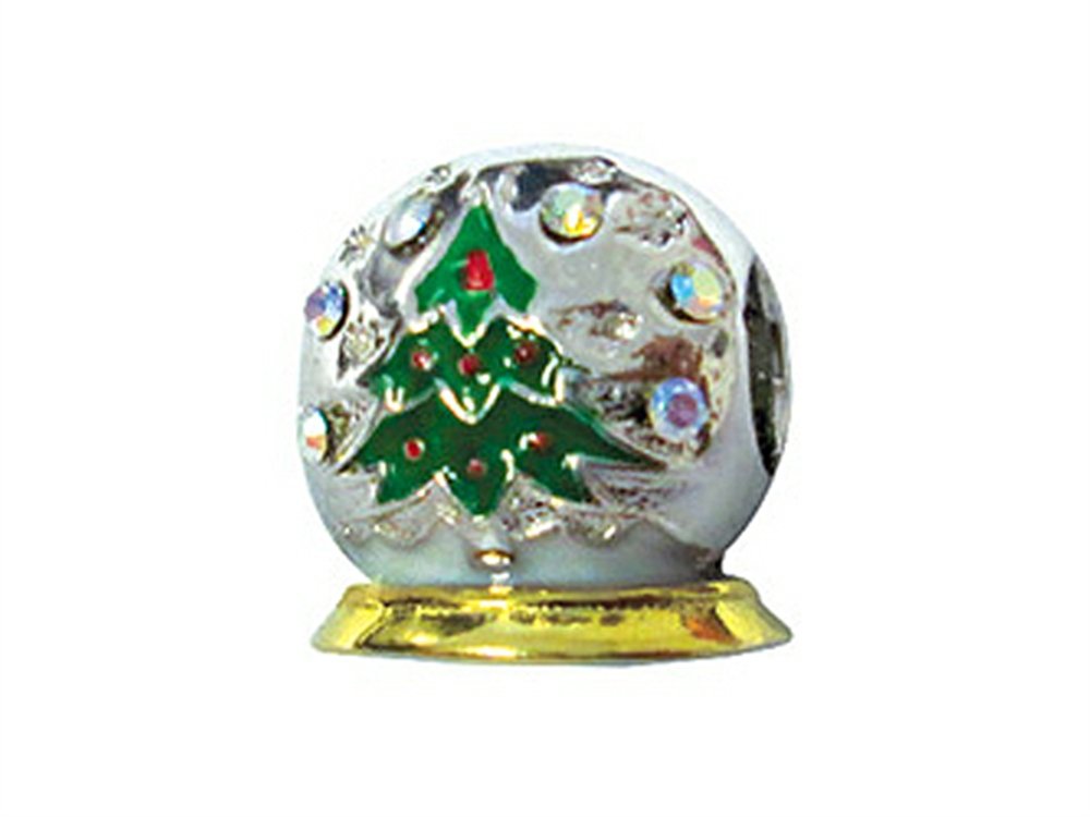 Zable Sterling Silver Christmas Tree Snow Globe Compatible Pandora Compatible Bead/Charm