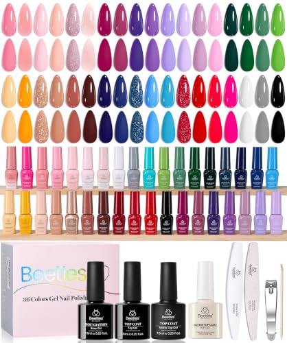 Beetles Gel Nail Polish Set, 36 Colors Pink Purple Red Green Blue Brown