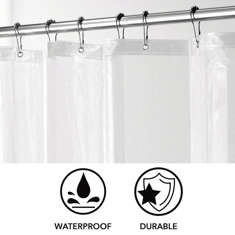 Image of MetDeals Waterproof Transparent PVC Self Fold Curtain with Rust-Proof Eyelets & J Hooks | Windproof & Dustproof Outdoor Curtain for Door,Window, Balcony & Patio Protection (4.5 X 8.5 Feet, 2 Piece)
