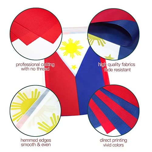 Image of Anley Philippines String Flag Pennant Flags, Patriotic Events 12th of June Independence Day Decoration Sports Bars - 33 Feet 38 Flags