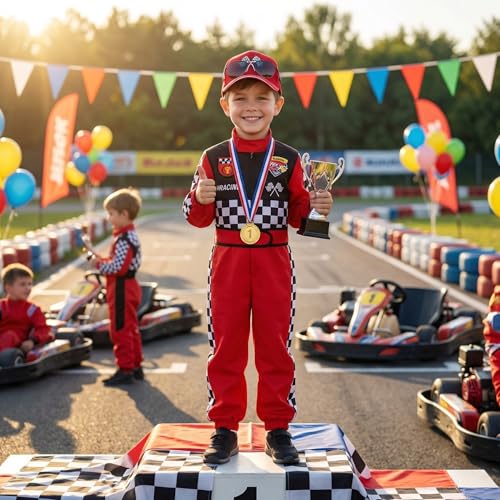 Disfraz de piloto de carreras para niños 5-6 años miniatura 3