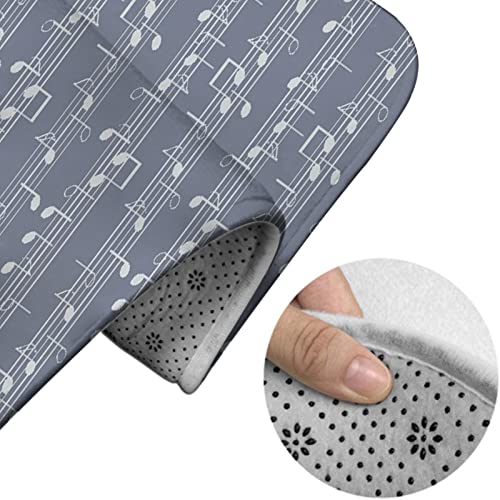 3-teiliges Badezimmerteppich-Set, nahtloses Musikmuster mit Stab und Noten, waschbare Badteppiche, rutschfest, mit Rückenpolster, Konturteppich und Toilettendeckelbezug – Bild 5