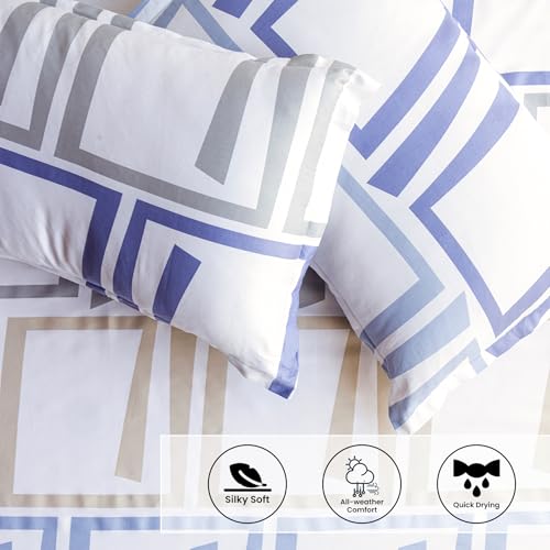 Image of HOMEMONDE Cotton Flat Sheet with Two Pillow Covers | Super Soft All-Season Bed Sheet for King Size Bed (108 x 108 Inches / 274 x 274 cm, Modern Maze), Multi | Perfect for Home Decor & Gifting