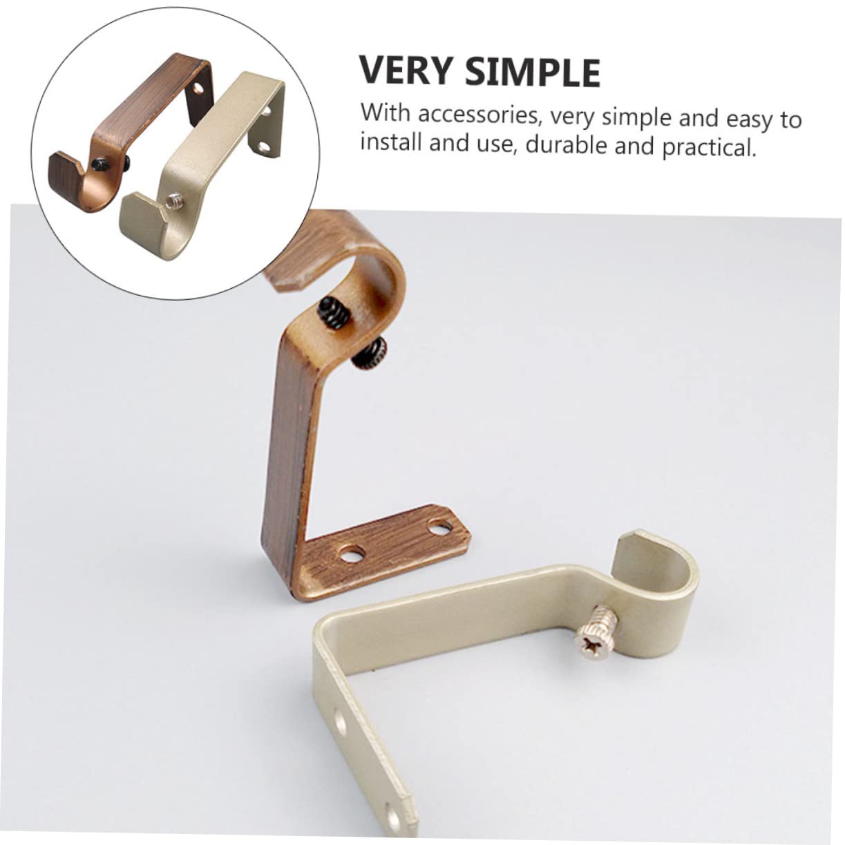 Zerodeko Lot De 3 Supports De Tringle À Rideaux Robustes Et Faciles À Installer pour Une Maison Rétro Moderne 4 Pièces X 3