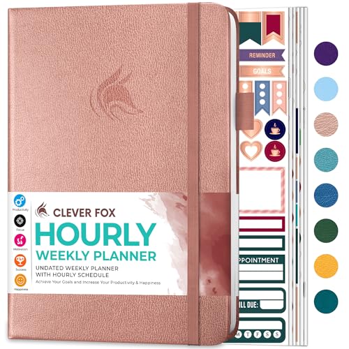 Clever Fox Planner Schedule – Undated Weekly & Monthly Life Planner with Time Slots, Appointment Book & Daily Organizer, A5 (Rose Gold)