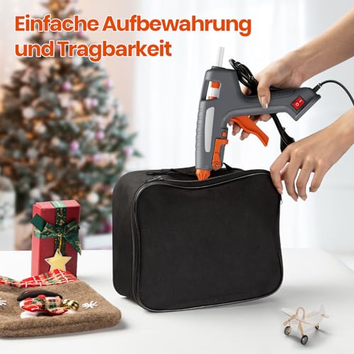 Heißklebepistole, 200W Industriell Heissklebepistole, 60s Schnelles Aufheizen, An/Aus-Funktion, klebepistole mit 30 x 11mm Klebesticks & Handtasche, Hot Glue Gun für DIY, Haus & Büro Reparatur