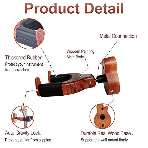 TTCR-II Support Mural Guitare, Porte Repose Guitare Mural Verrouillage Automatique Support de Guitare en Bois Pied… - Les Beatles, Paul McCartney, John Lennon, RIngo Starr, George Harrison TTCR-II Support Mural Guitare, Porte Repose Guitare Mural Verrouillage Automatique Support de Guitare en Bois Pied… – Image 3