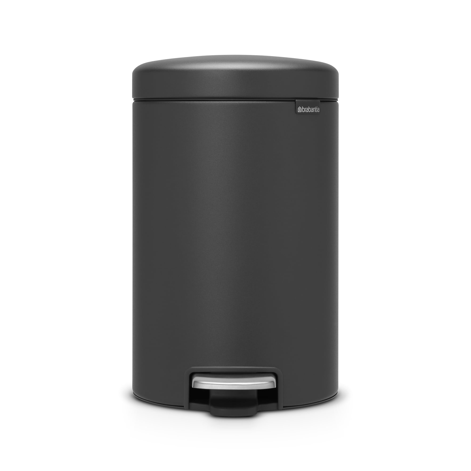 Brabantia Step-On Small Trash Can | Mineral Infinite Gray | 3.2 Gallon / 12L | Bathroom, Bedroom, Office Trash Can, Light Pedal, Handle &amp; Removable Inner Bucket | 9.9 x 13.3 x 16.2 | + Trash Bags