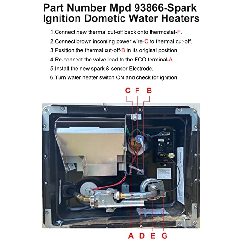 HK RV Water Heater Thermal Cutoff Kit Thermostat Assembly, Spark